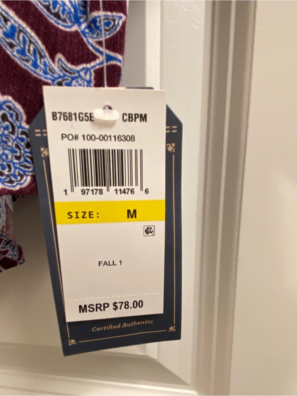 NWT Women's Democracy Medium Button Up Shirt Blouse Burgundy Blue 3/4 Sleeve Top - Picture 4 of 10
